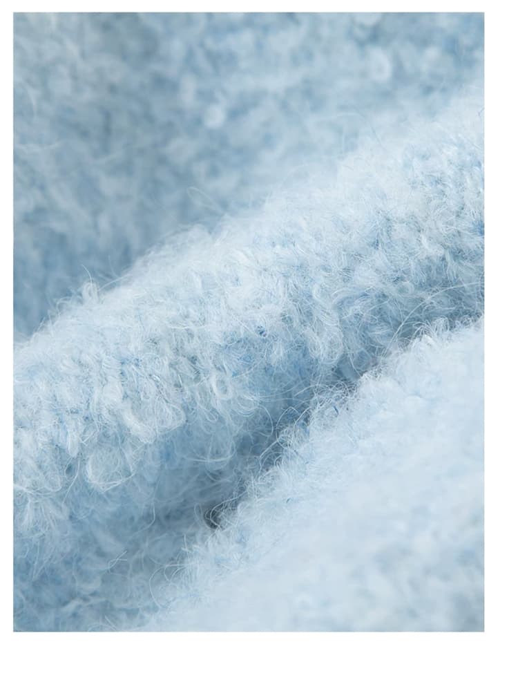 2026 새로운 하늘색 부드러운 찹쌀 느긋한 바람 스탠드 칼라 루즈핏 스웨터 카디건 코트 상세 이미지 13