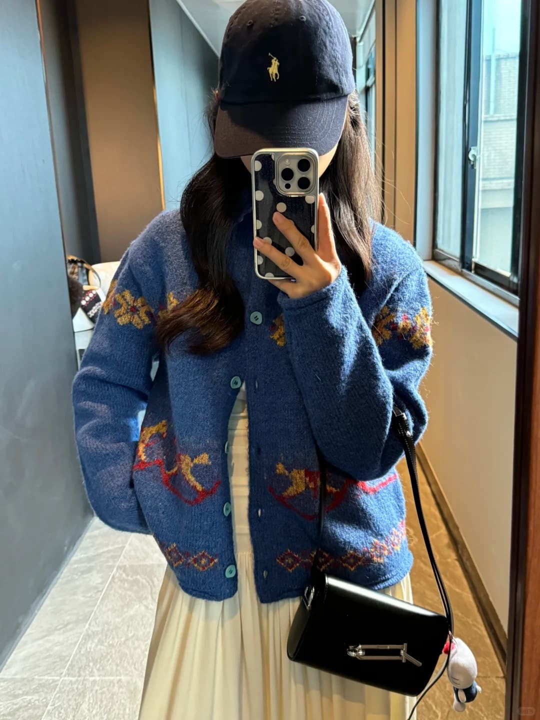 고급 센스 레트로 파란색 자카드 터틀넥 스웨터 여성 코트 봄 느긋한 세련된 다용도 니트 오픈 가디건 맨위 상세 이미지 7