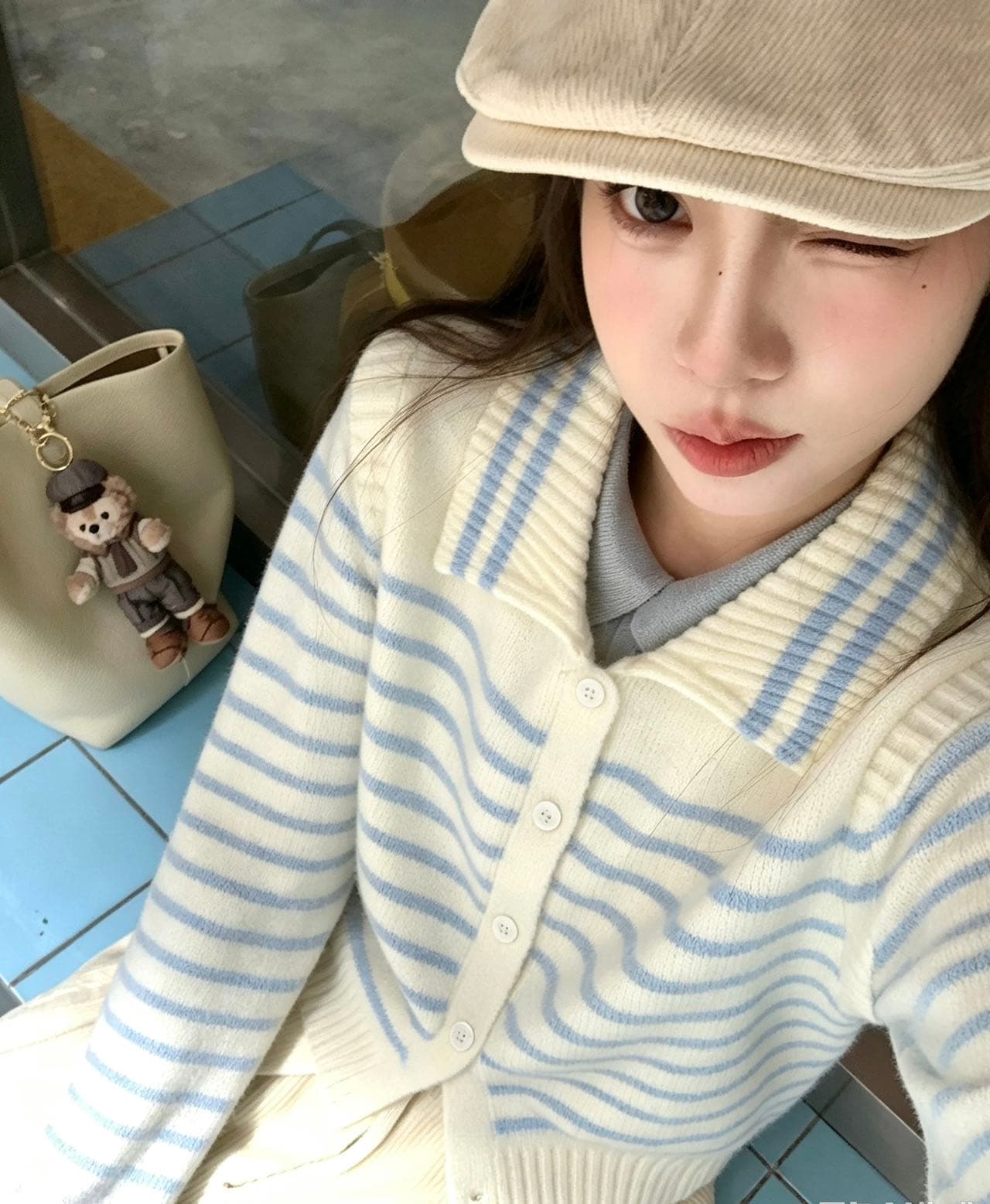 프랑스식 달콤함 곡물 스웨터 여자 오픈 가디건 루즈핏 니트 스웨터 작은 키 가을 겨울 캐주얼 착용 잡아라. 의류 상세 이미지 3