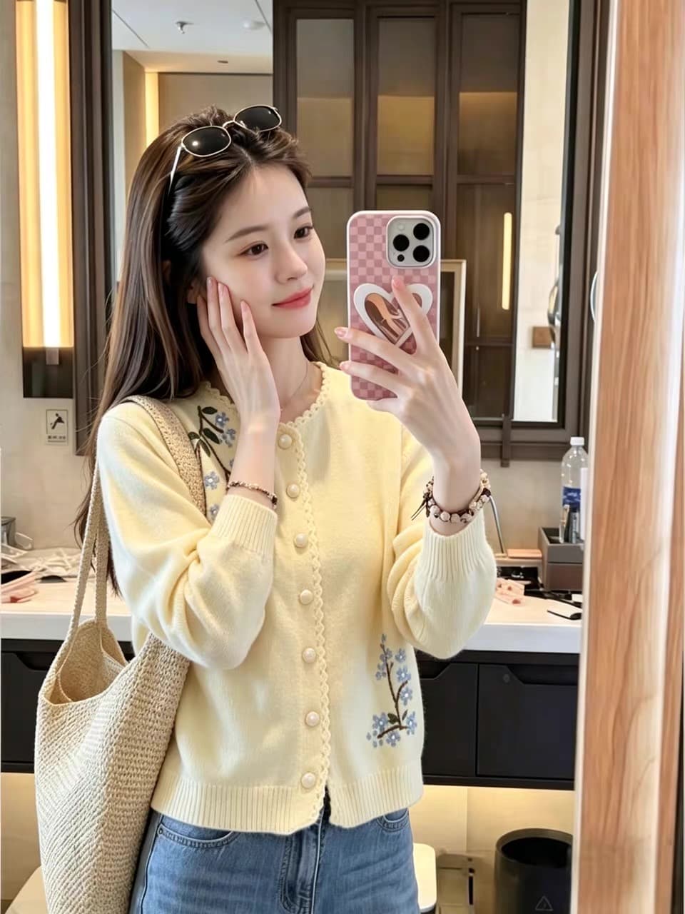 조기 가을 달콤한 스타일 수공 자수 니트 오픈 가디건 여성 진한 파란색 라운드 넥 다용도 스웨터 패션 외국 가스 재킷 상세 이미지 26