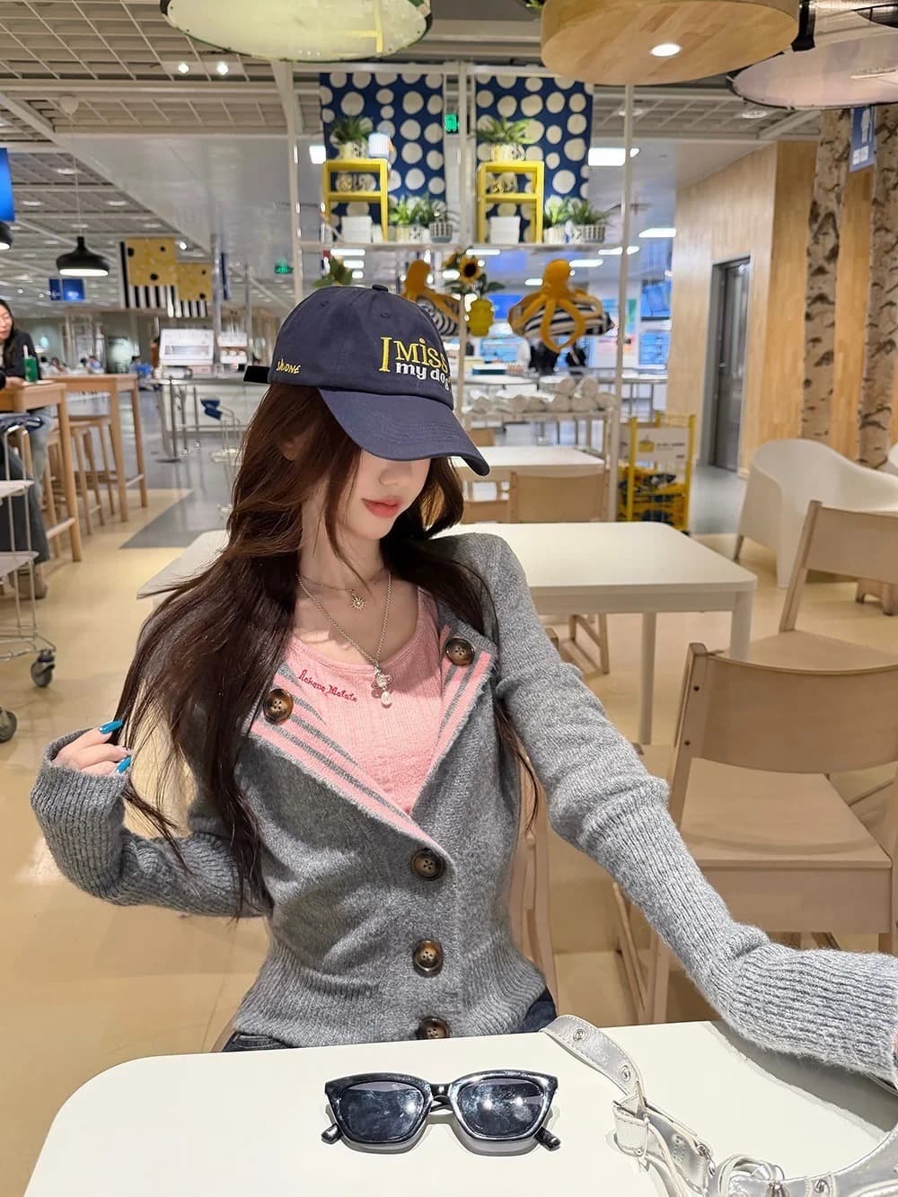 한 부서 배색 해군 칼라 니트 오픈 가디건 여성 짧은 몸매 가꾸기 회색 스트라이프 학원 스타일 긴팔 스웨터 코트 트렌디 상세 이미지 32