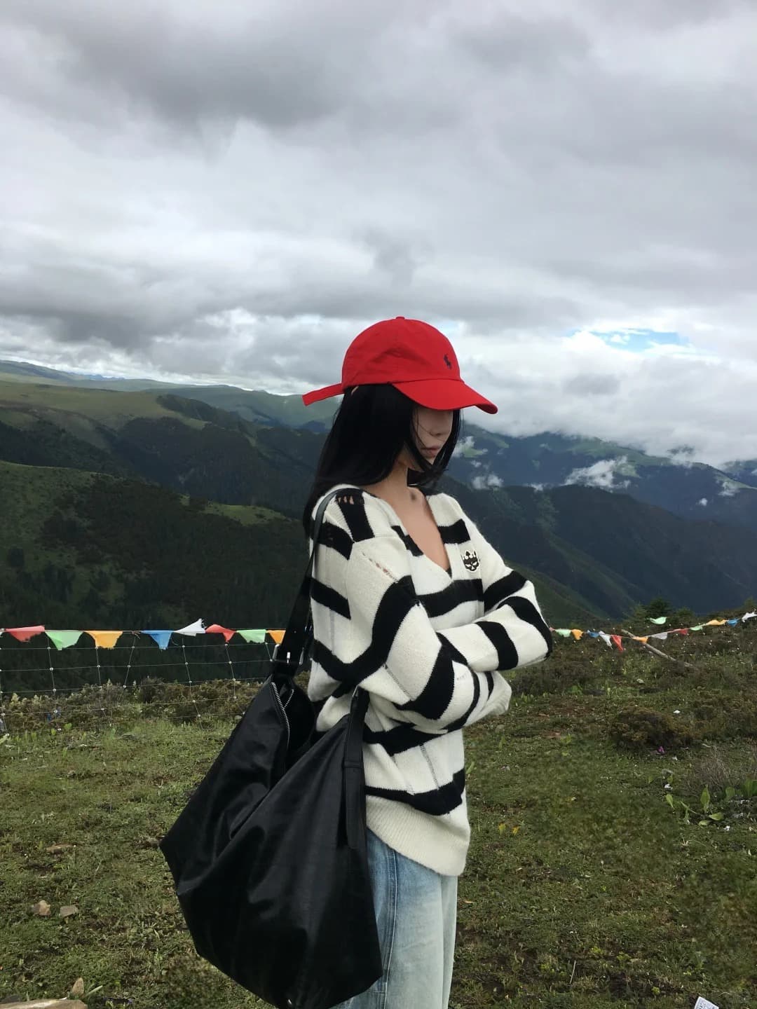 레트로 스트라이프 찢어진 부분 스웨터 여자 가을 V넥 한 부서 루즈핏 게으른 부주의 한 도루 센스 패치워크 색상 디자인 센스 풀오버 맨위 상세 이미지 12