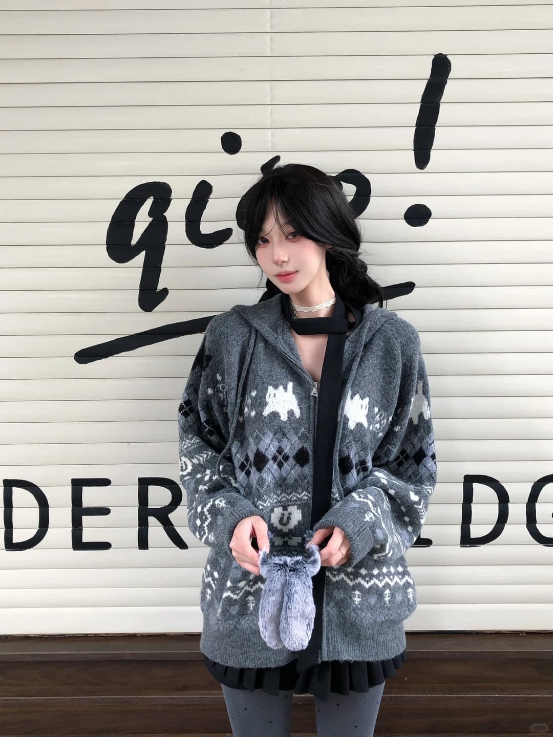 고양이 자카드 스웨터 코트 남자 겨울 공정한 섬 오픈 가디건 니트 스웨터 양모 셔츠 상세 이미지 12