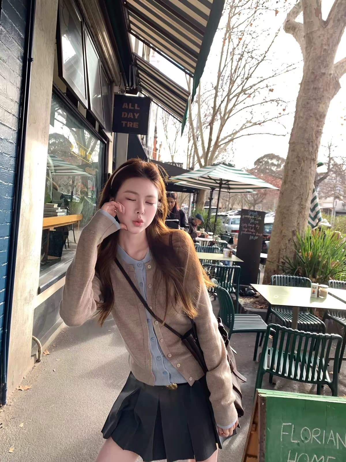 한 부서 계층의 감각 몸매 가꾸기 맨위 여성 가을 페이크 레이어드 패치워크 색상 양모 니트 오픈 가디건 상세 이미지 14