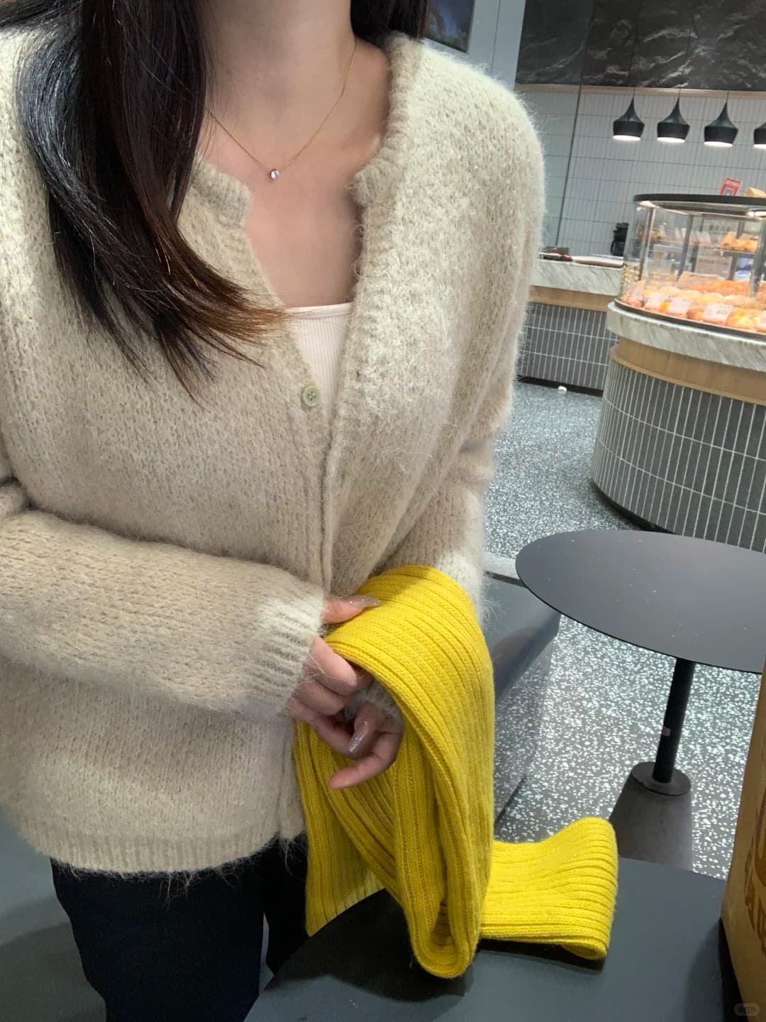 레트로 작은 대중 V넥 서클 플러시 니트 오픈 가디건 여성 느긋한 바람 한국 스타일 루즈핏 다용도 부드러운 찹쌀 스웨터 코트 상세 이미지 7