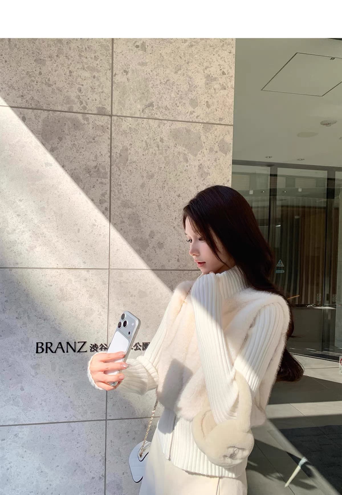2025 새로운 모조 모피 패치워크 지퍼 니트 몸매 가꾸기 다용도 재킷 상세 이미지 5