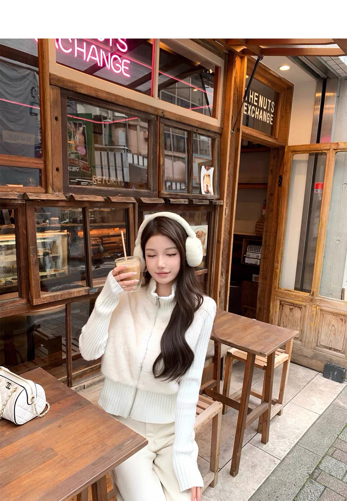 2025 새로운 모조 모피 패치워크 지퍼 니트 몸매 가꾸기 다용도 재킷 상세 이미지 6