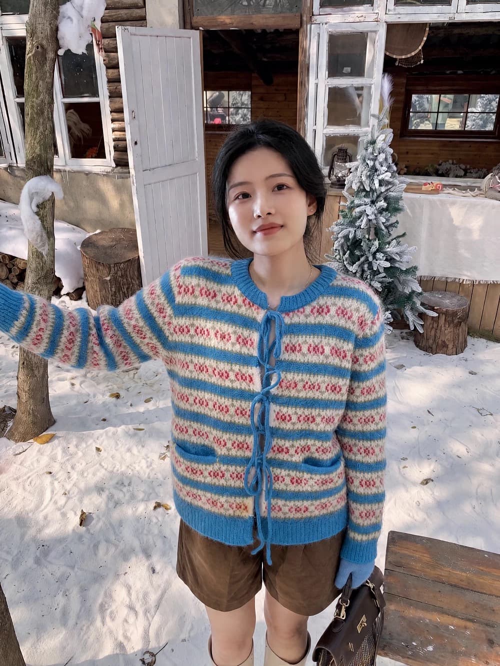 한 부서 귀여운 공정한 섬 무거운 작업 레이스업 니트 오픈 가디건 여성 코트 가을 겨울 부드러운 찹쌀 보온 긴팔 라운드 넥 스웨터 상세 이미지 15