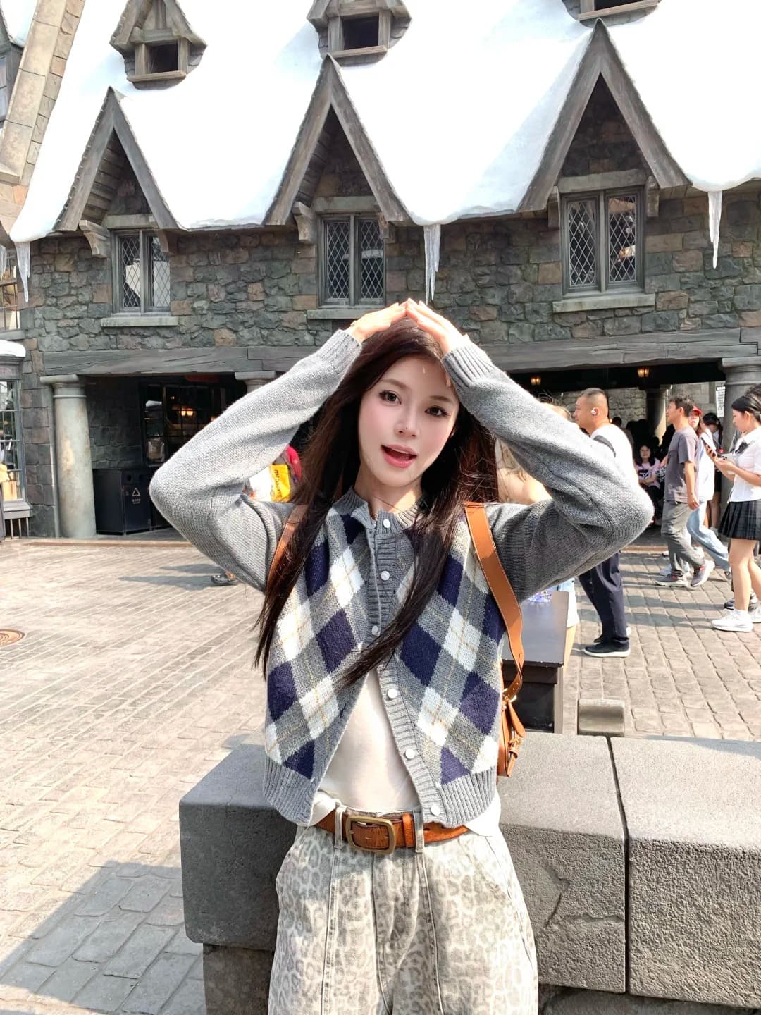 한 부서 링 그리드 니트 오픈 가디건 여성 가을 라운드 넥 스웨터 코트 레트로 학원 슬림해 보이는 외출용 맨위 상세 이미지 10