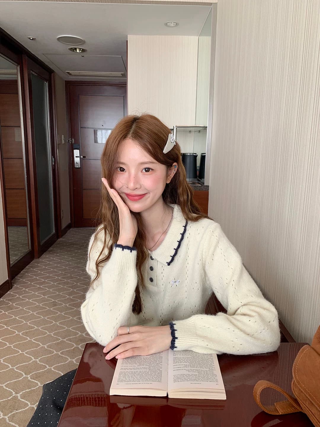 패치워크 색상 폴로 칼라 스웨터 루즈핏 연령 감소 2026 가을 캐주얼 한 부서 다용도 연령 감소 부드러운 찹쌀 맨위 상세 이미지 22