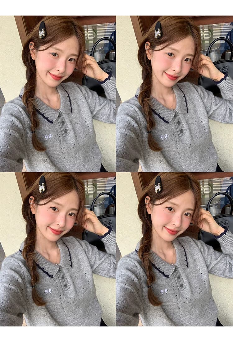 패치워크 색상 폴로 칼라 스웨터 루즈핏 연령 감소 2026 가을 캐주얼 한 부서 다용도 연령 감소 부드러운 찹쌀 맨위 상세 이미지 37