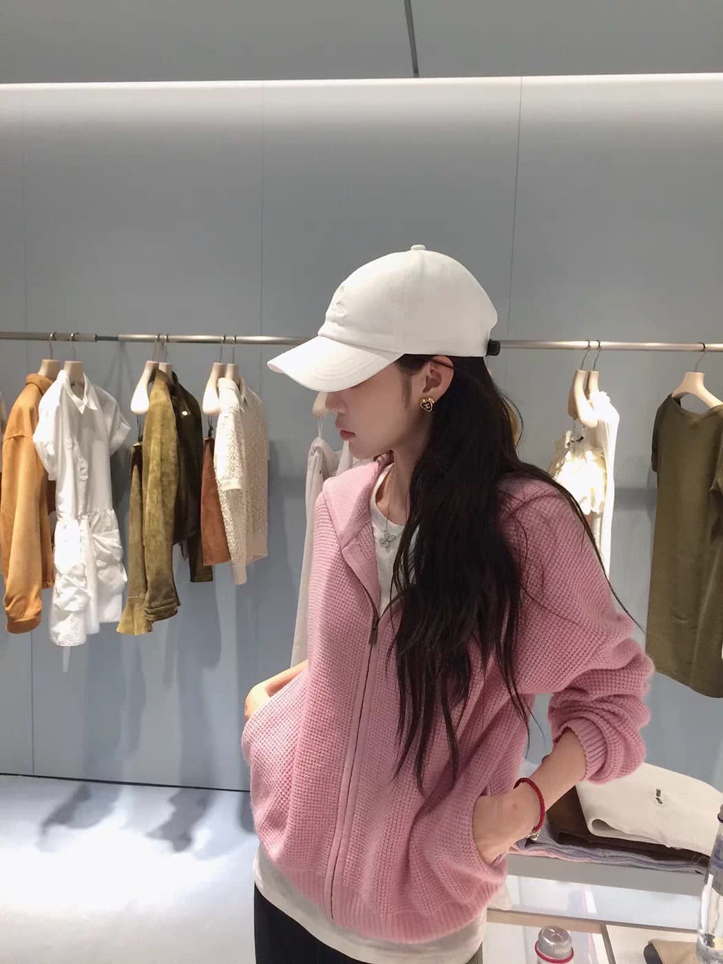 루즈핏 슬림해 보이는 3 차원 후아 남편 그리드 후드 오픈 가디건 여성 레저 다용도 양모 재킷 상세 이미지 9