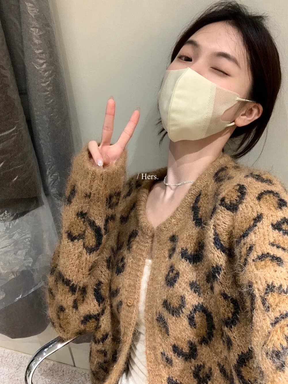 고급 느긋한 바람 레오파드 무늬 아름다움 라드. 스웨터 오픈 가디건 가을 겨울철 레트로 쇼트 스타일 슬림해 보이는 재킷 상세 이미지 36