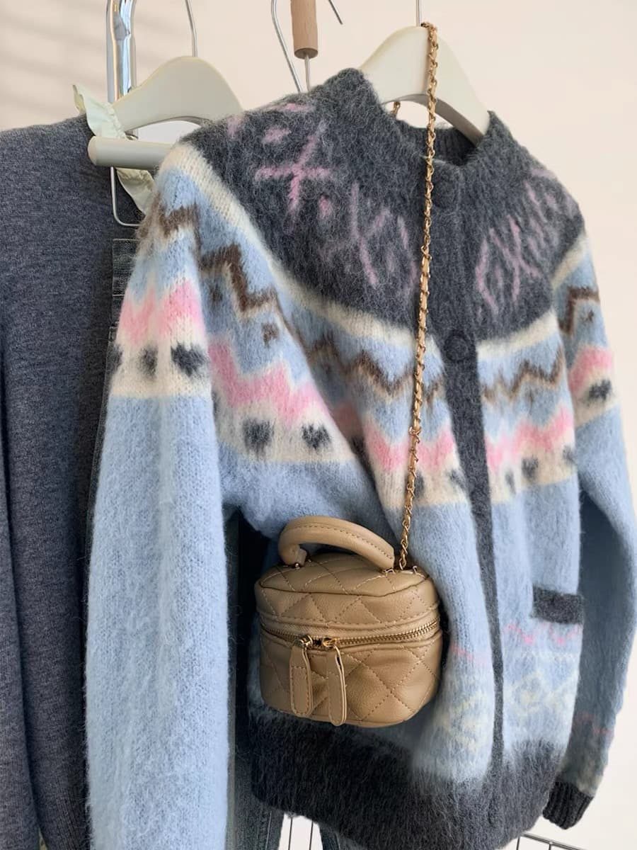 가을 공정한 섬 너구리 플러시 스웨터 오픈 가디건 여성 가을 캐주얼 고급 센스 느긋한 바람 니트 재킷 작은 키 상세 이미지 6