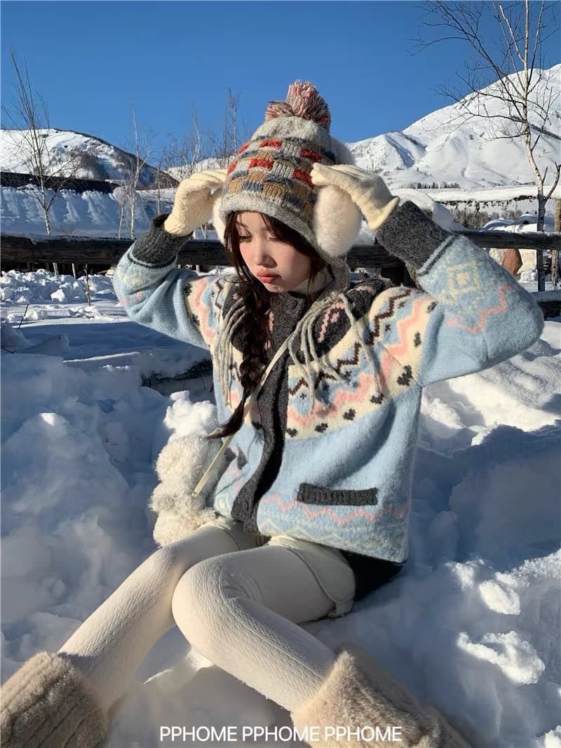 가을 공정한 섬 너구리 플러시 스웨터 오픈 가디건 여성 가을 캐주얼 고급 센스 느긋한 바람 니트 재킷 작은 키 상세 이미지 12