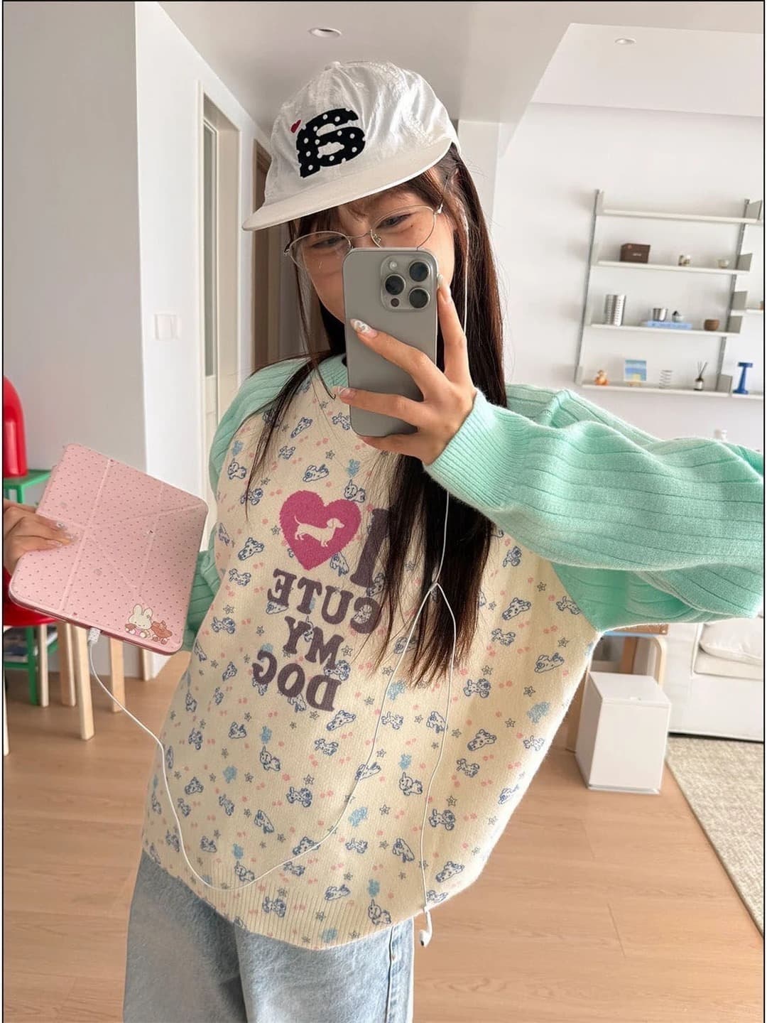 아메리칸 재미있는 프린트 패치워크 색상 긴팔 니트 스웨터 남녀 봄 가을 루즈핏 캐주얼 다용도 풀오버 털 셔츠 상세 이미지 57