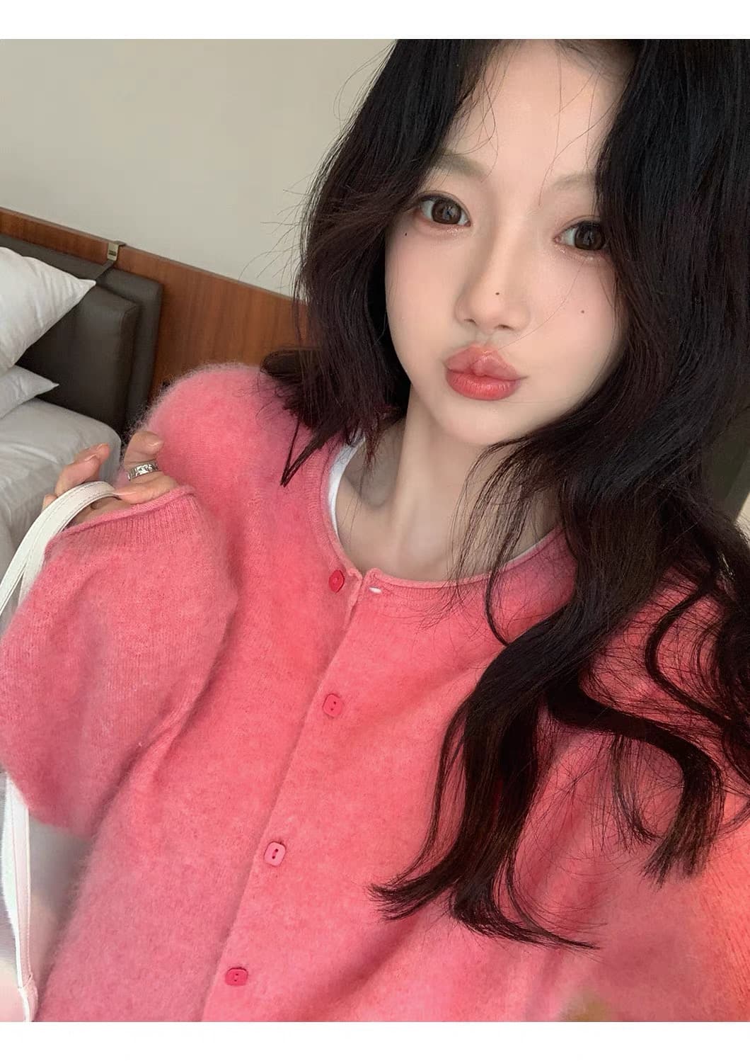 2026 새로운 양모 벌룬 소매 니트 오픈 가디건 여성 라운드 넥 볼륨 측면에 의류 상세 이미지 26