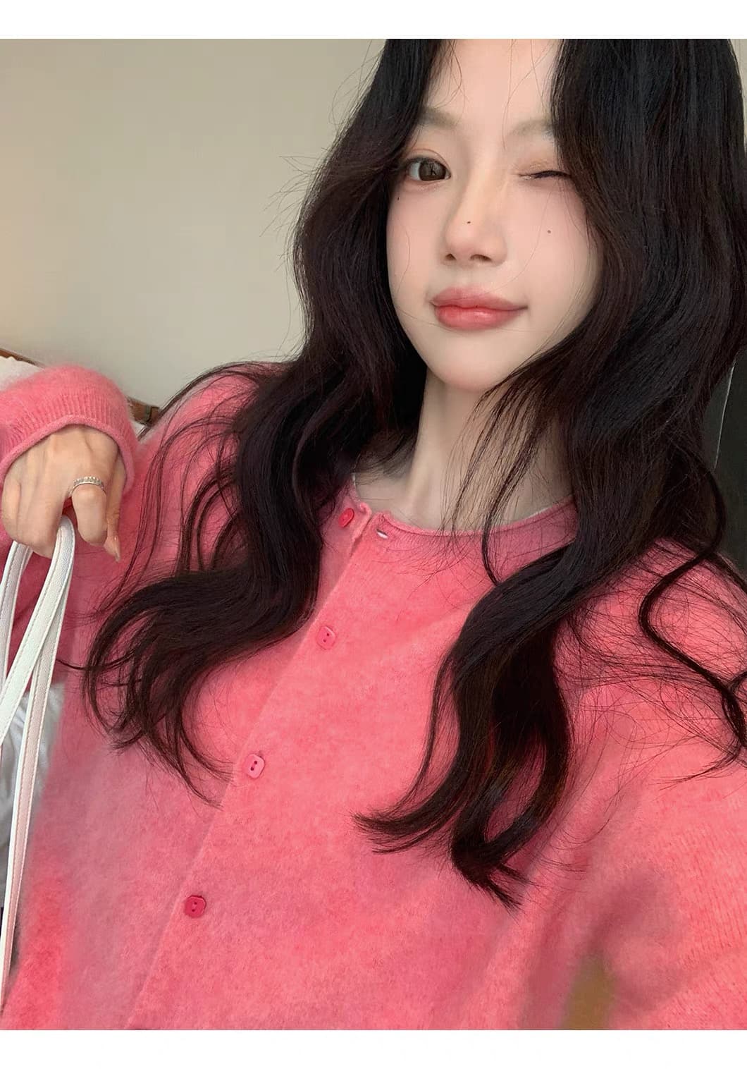 2026 새로운 양모 벌룬 소매 니트 오픈 가디건 여성 라운드 넥 볼륨 측면에 의류 상세 이미지 34