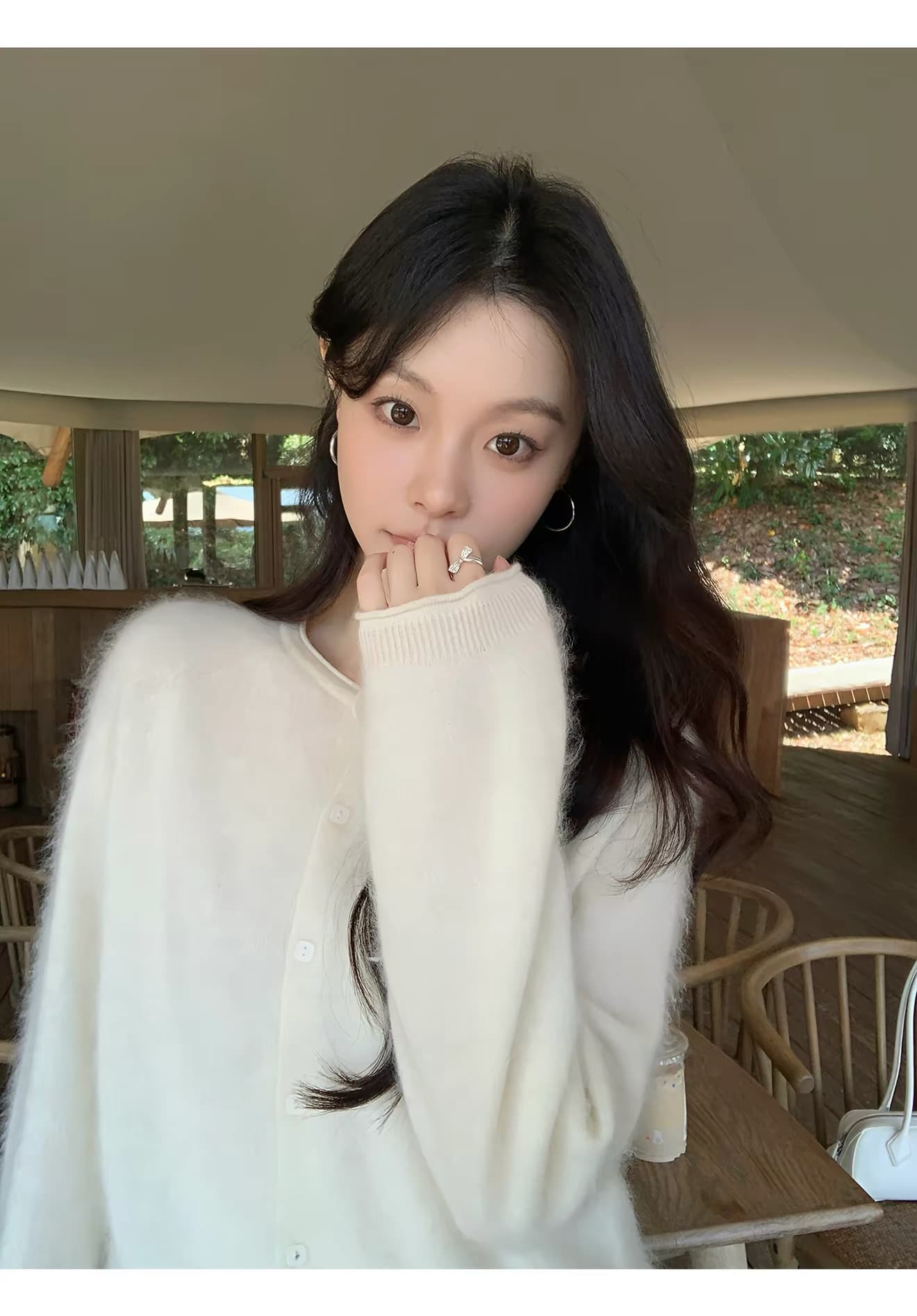 2026 새로운 양모 벌룬 소매 니트 오픈 가디건 여성 라운드 넥 볼륨 측면에 의류 상세 이미지 39