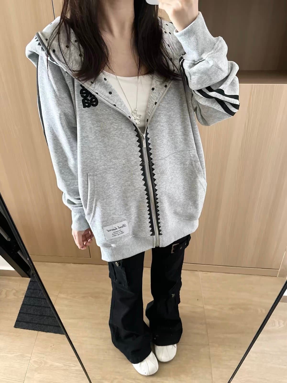 얇은 스타일 원본 인사이드 그리기 전후 자수 주문 표준 순수한 Mianhua 면 복합 후드 티 스웨터 여성