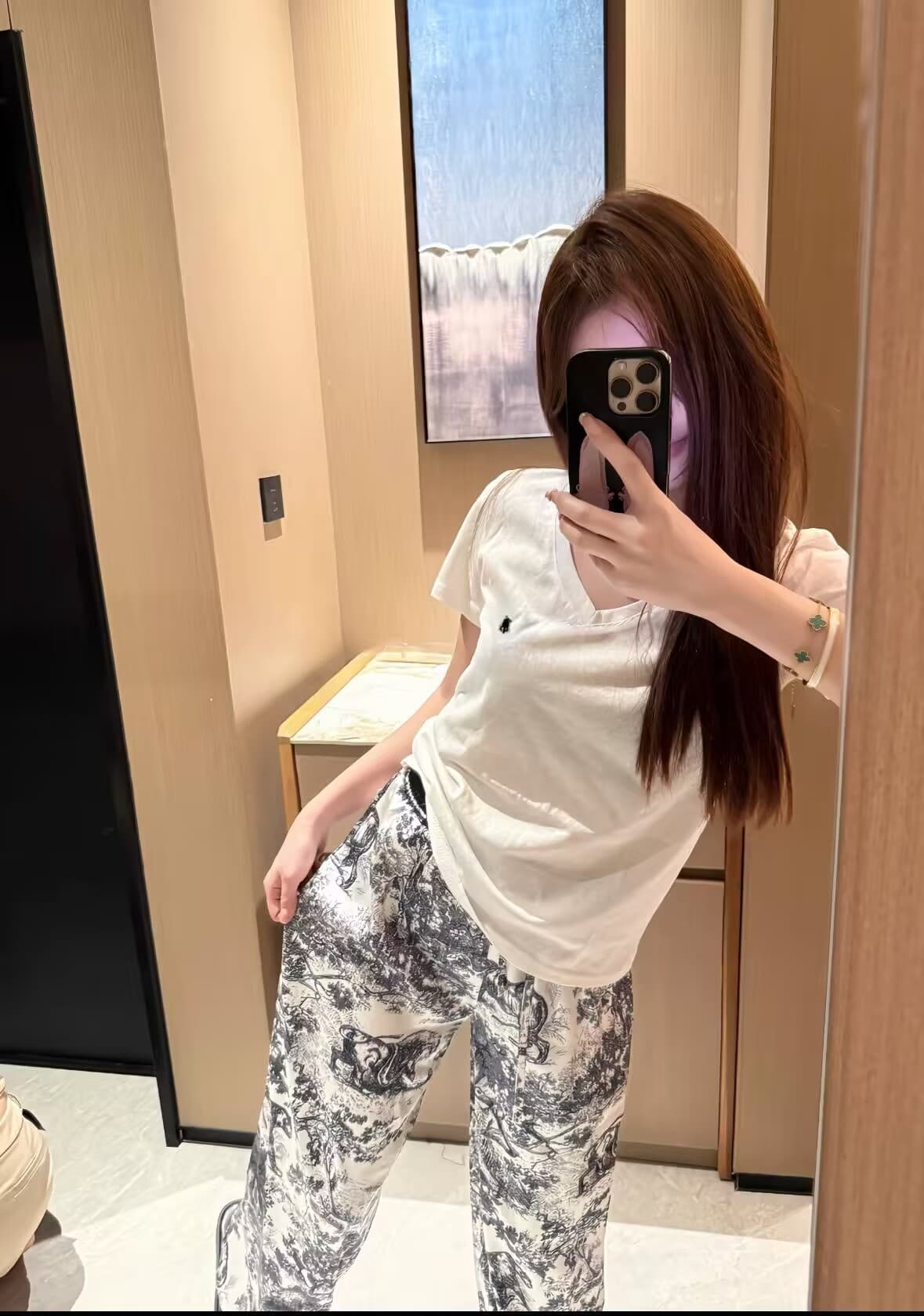 폭발 자수 캐주얼 티셔츠 동물원 캐주얼 바지 세트 이미지 3