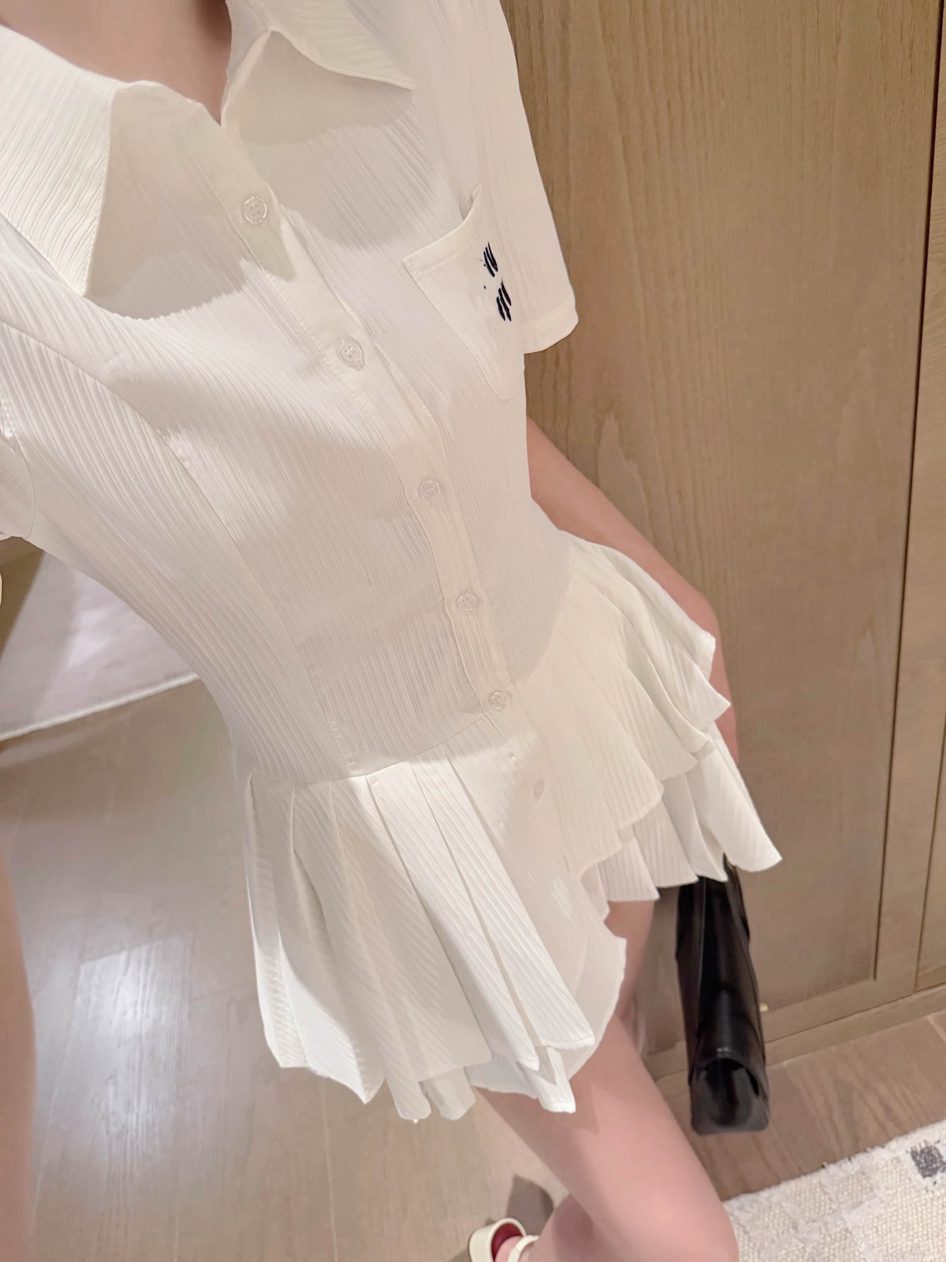 폭발 오류 부서 알파벳 불규칙 거품 소매 드레스 이미지 2