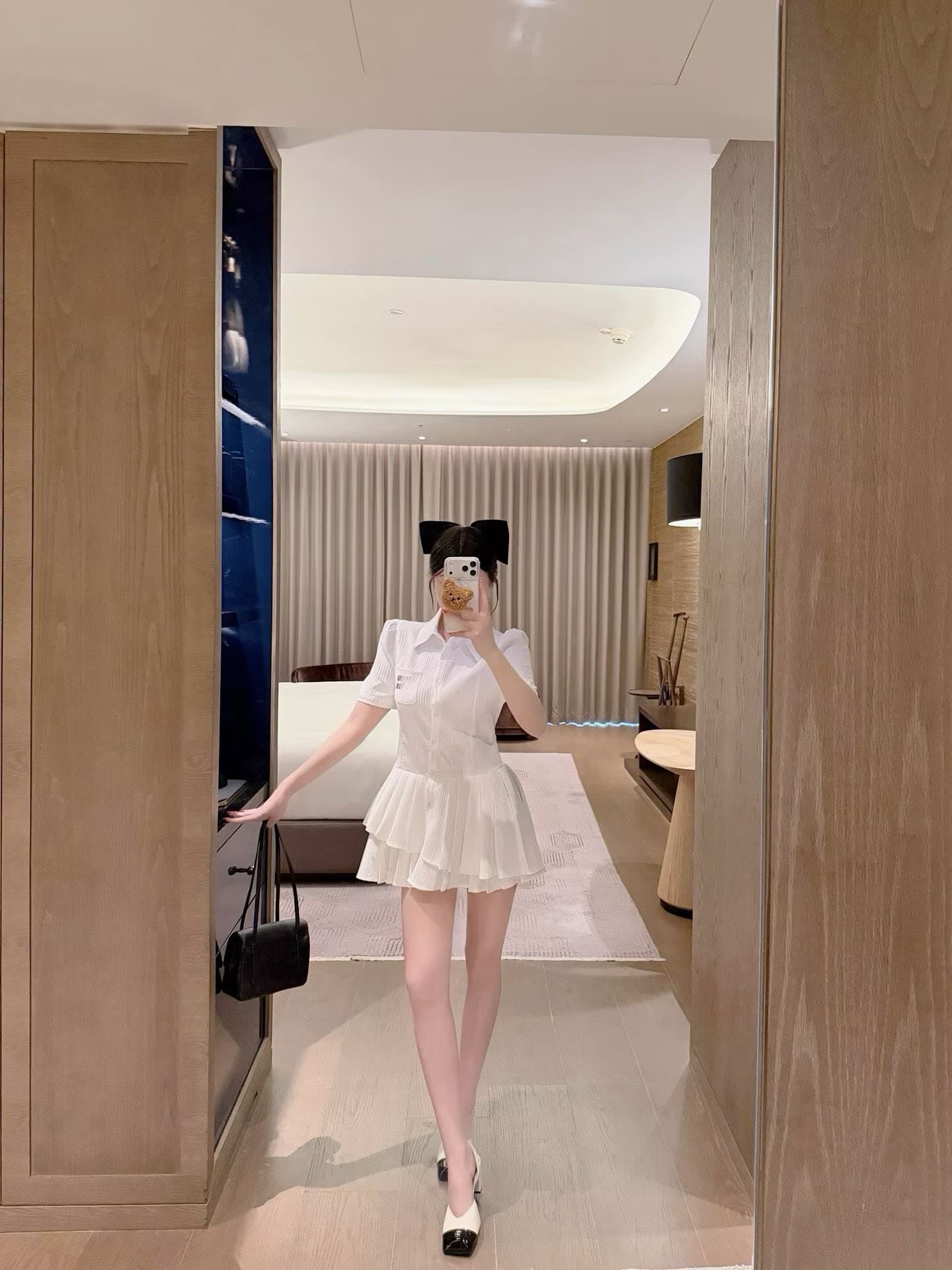 폭발 오류 부서 알파벳 불규칙 거품 소매 드레스 이미지 3