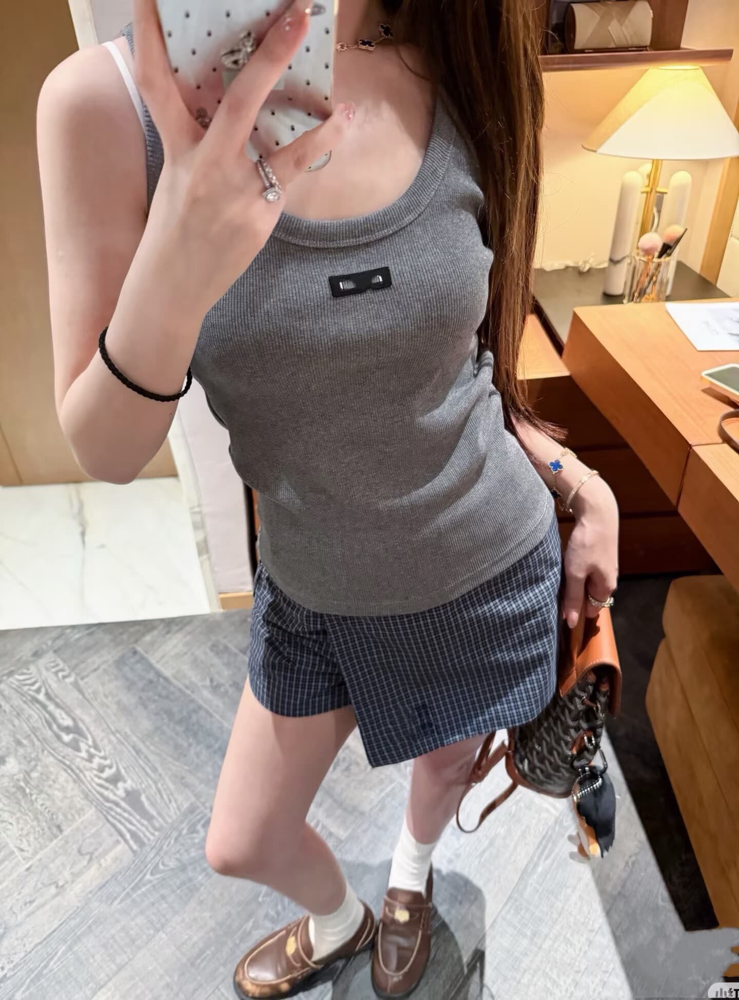 폭발 오류 부서 체크무늬 치마바지 이미지 3