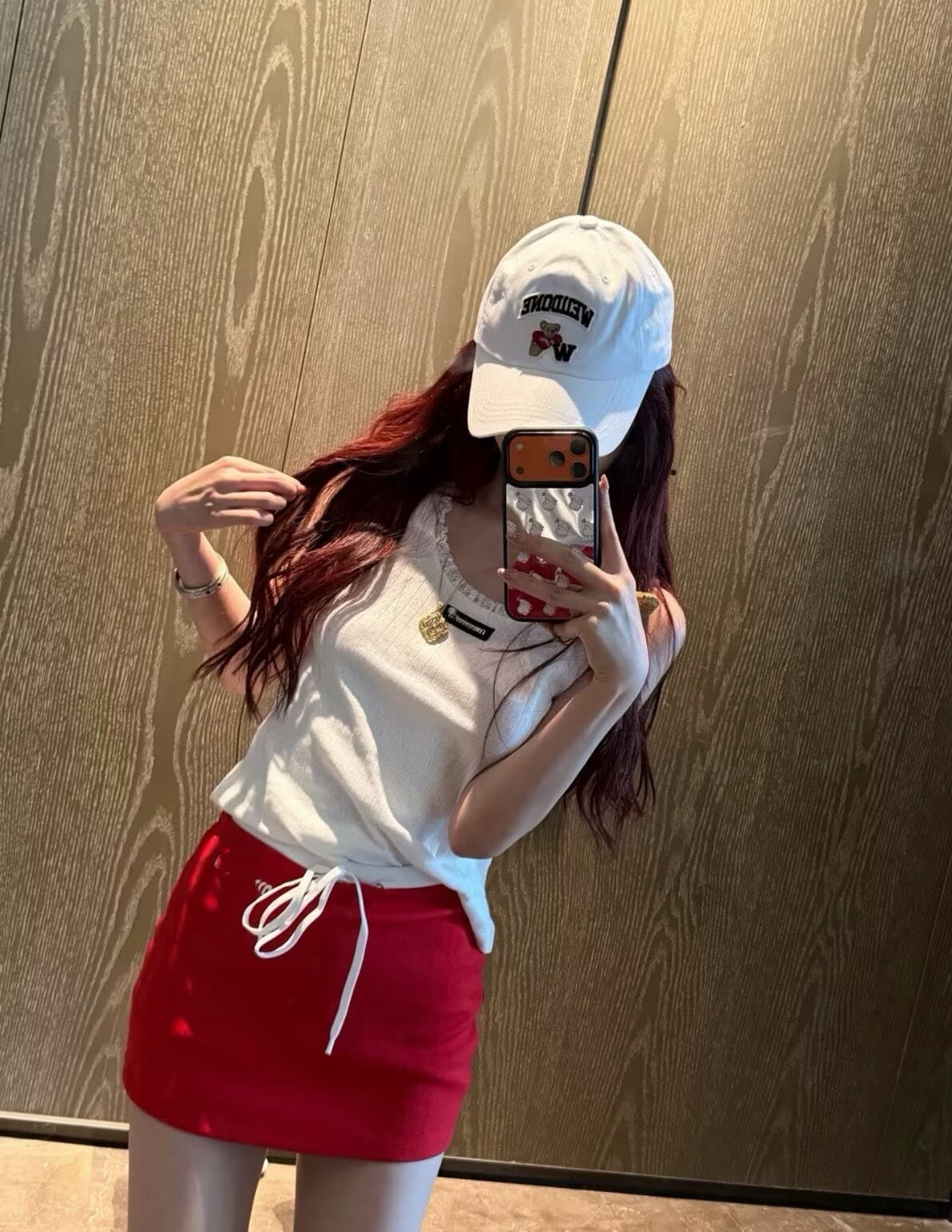 폭발 레이스 조각 조끼 알파벳 펌프 로프 미니 스커트 세트 상세 이미지 1