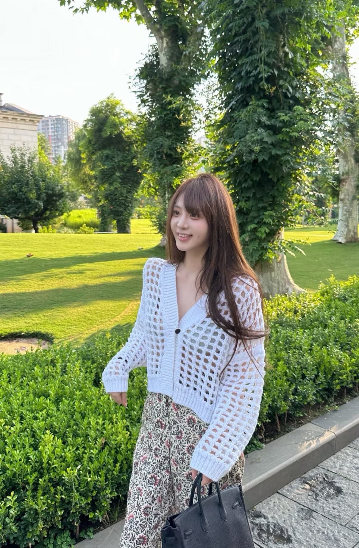 폭발 질감 홀로우 아웃 니트 오픈 가디건 스웨터 상세 이미지 3