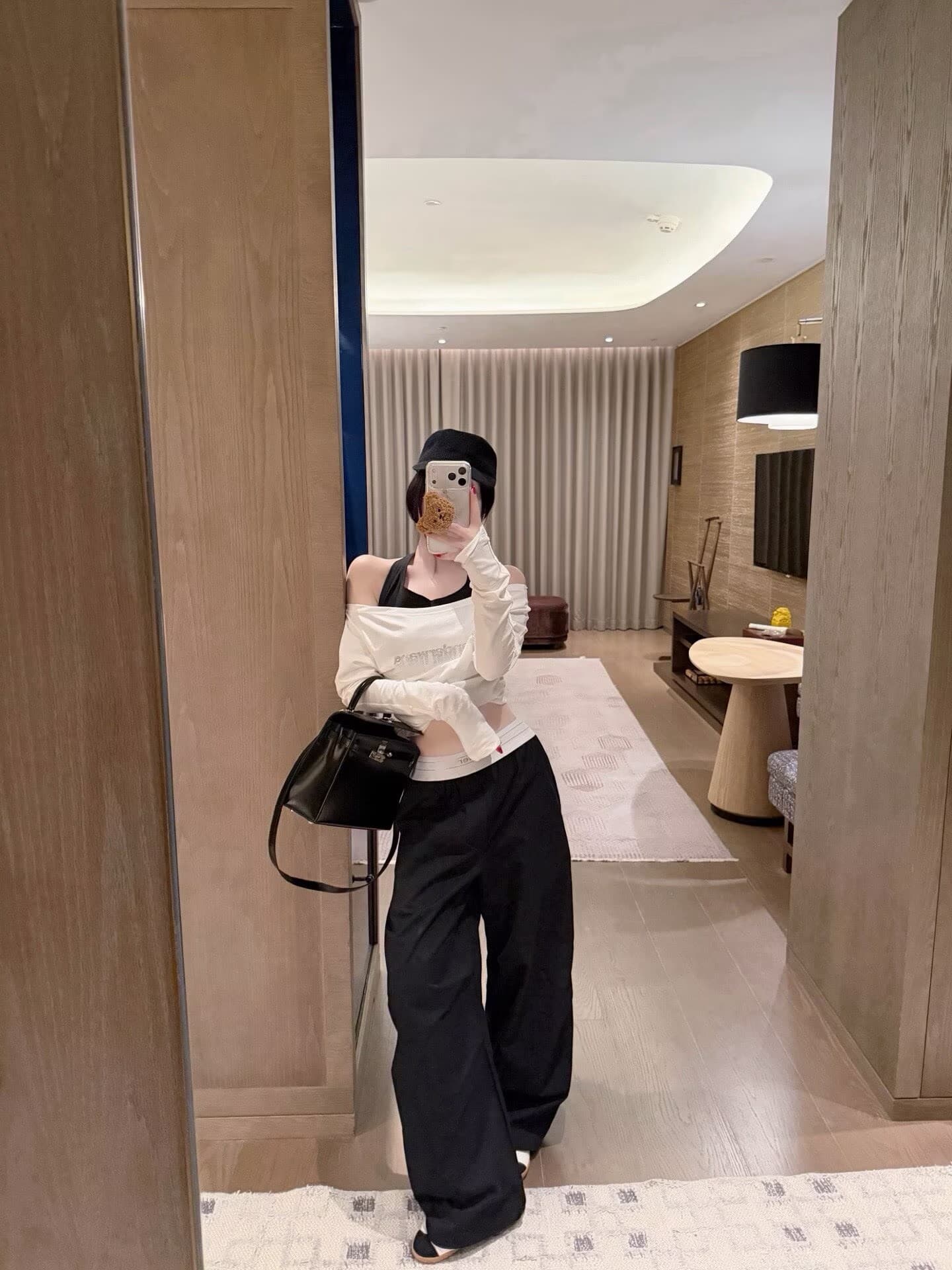 폭발 알파벳 패치워크 리본 캐주얼 넓은 다리 워크웨어 팬츠 상세 이미지 2