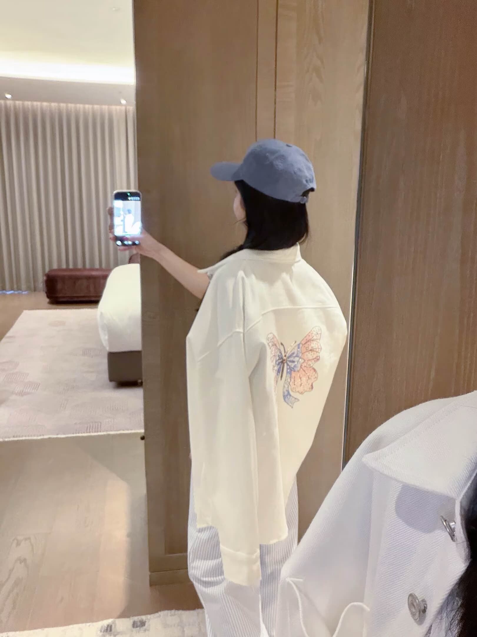 폭발 무거운 작업 나비 자수 데님 셔츠 재킷 이미지 4
