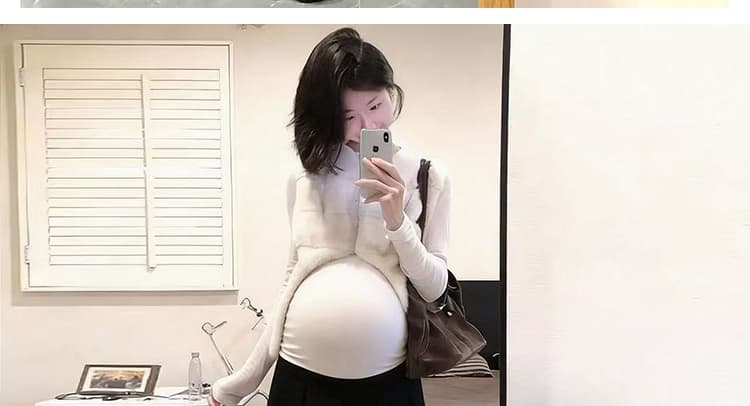 지금 임산부 레트로 하이웨이스트 복부 지지 다용도 슬림해 보이는 고급 회색 모직 5 점 플리츠 반 스커트 중간 스커트 상세 이미지 27