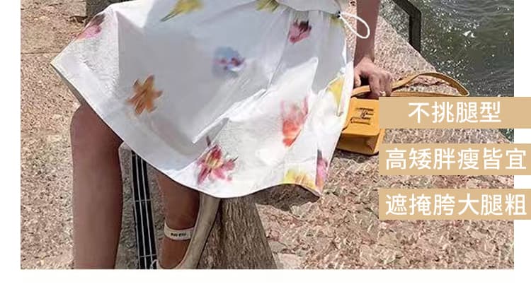 지금 임산부 여름 예술 꽃무늬 꽃무늬 디자인 센스 수 있습니다. 조정 5 점 반신 스커트 치마 중간 스커트 상세 이미지 21