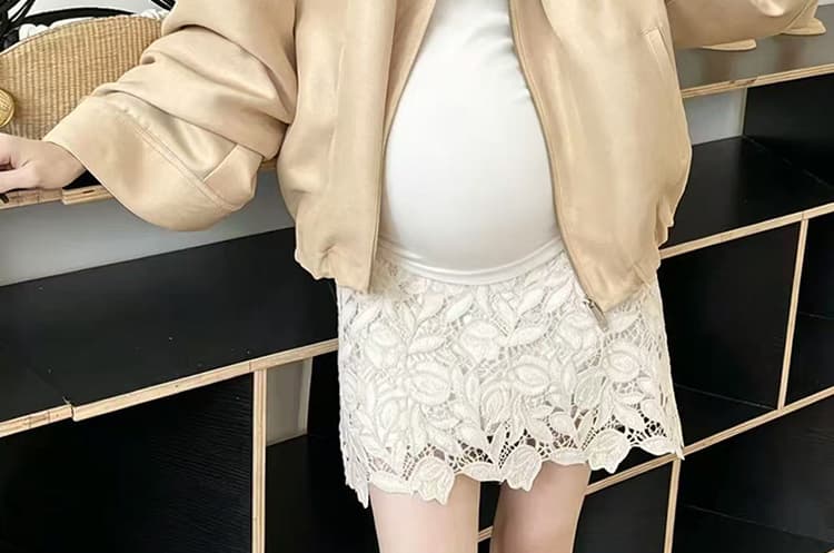 지금 임산부 반신 스커트 무거운 작업 엠보싱 자수 레이스 꽃 절묘한 복부 지지 반신 스커트 상세 이미지 23