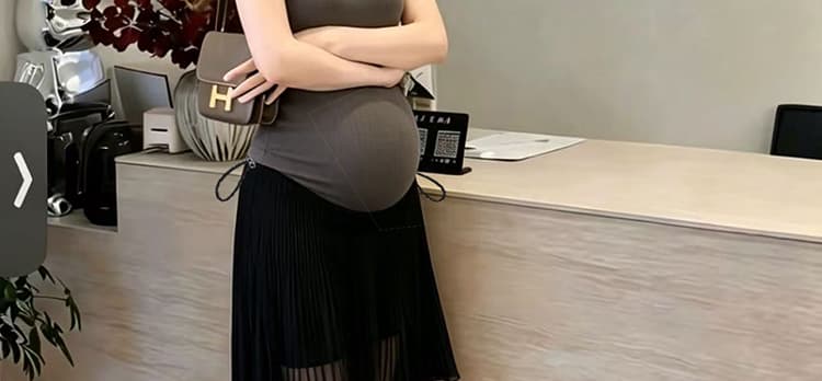 지금 임산부 새로운 여름 다용도 한 마디 수 있습니다. 조정 플리츠 반신 중간 스커트 상세 이미지 45