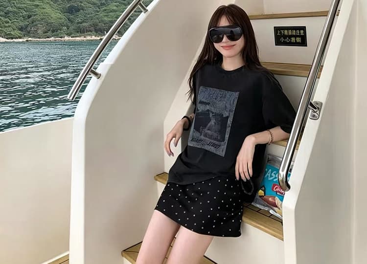 지금 임산부 여름 새로운 도트 무늬 새틴 한 마디 반신 스커트 상세 이미지 16
