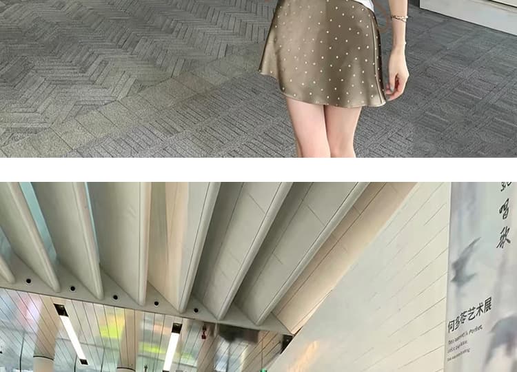 지금 임산부 여름 새로운 도트 무늬 새틴 한 마디 반신 스커트 상세 이미지 25