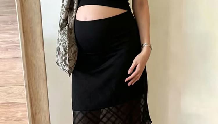 임산부 새로운 다용도 체크무늬 수 있습니다. 복부 지지 반신 스커트 상세 이미지 29
