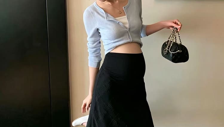 임산부 새로운 다용도 체크무늬 수 있습니다. 복부 지지 반신 스커트 상세 이미지 32