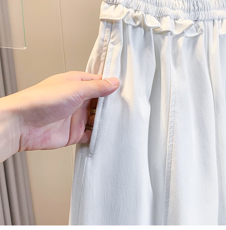 실사 여름 섹션 빅 사이즈 배 모양 몸 표지 십자가 7 점 모통이 칼 바지 지방 mm 스트레이트 얇은 스타일 넓은 다리 여성 바지 상세 이미지 17