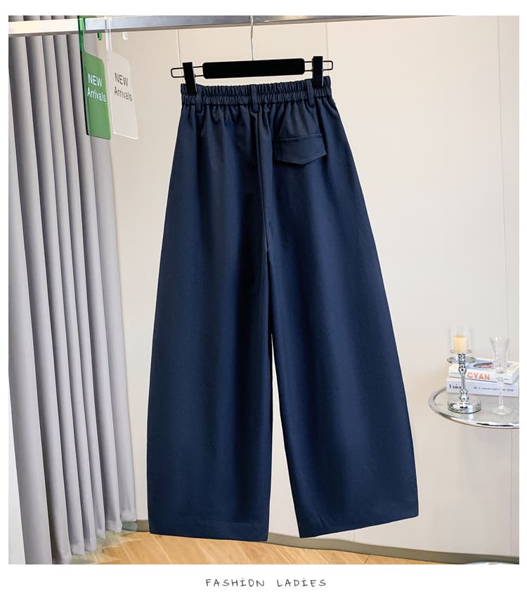 실사 가을 새로운 빅 사이즈 배 모양 몸 표지 십자가 표지 배 모통이 칼 바지 지방 mm 스트레이트 폭발 넓은 다리 여성 긴 바지 상세 이미지 9