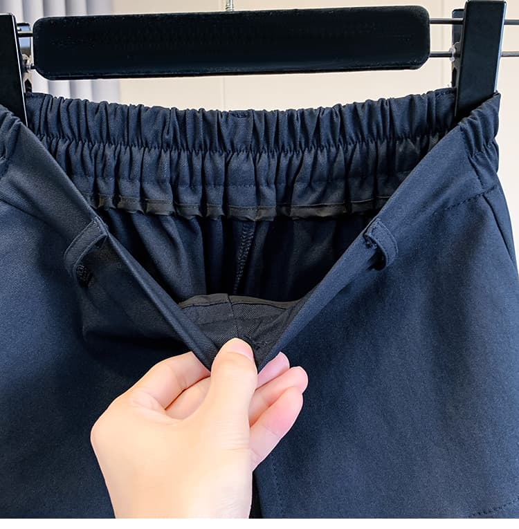 실사 가을 새로운 빅 사이즈 배 모양 몸 표지 십자가 표지 배 모통이 칼 바지 지방 mm 스트레이트 폭발 넓은 다리 여성 긴 바지 상세 이미지 12