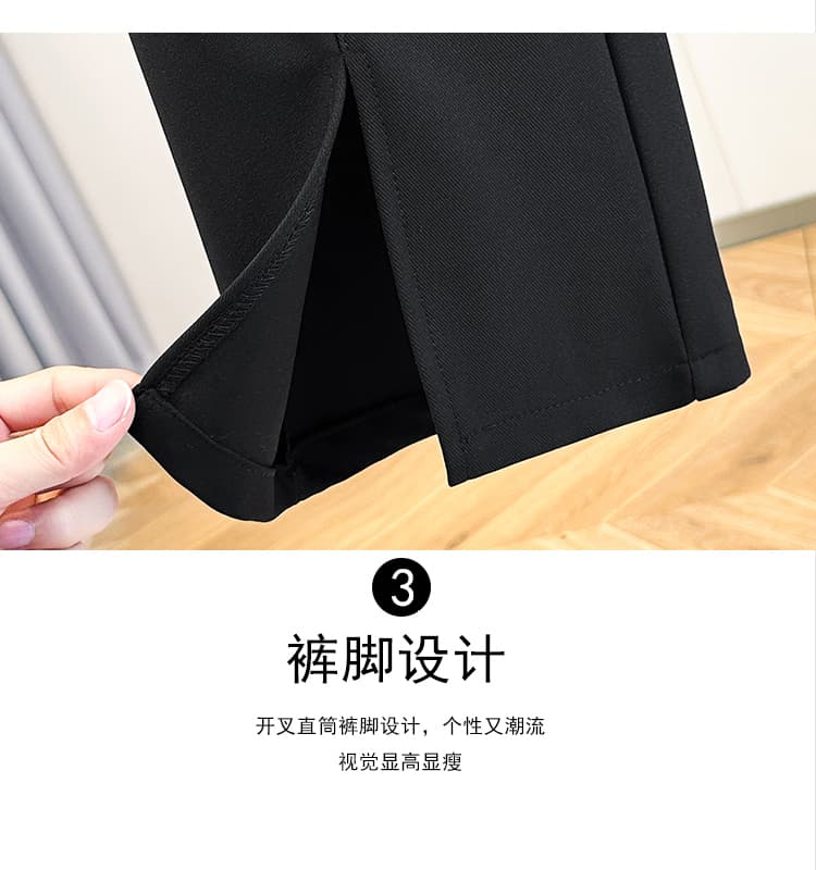 실사 가을 새로운 빅 사이즈 좁은 에디션 스트레이트 여성 긴 바지 지방 mm 루즈핏 슬림해 보이는 허리밴드 하이웨이스트 도루 센스 바닥 청소 바지 상세 이미지 8