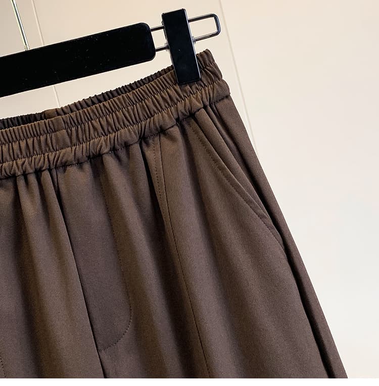 실사 가을 새로운 빅 사이즈 배 모양 몸 루즈핏 표지 십자가 모통이 칼 바지 지방 mm 스트레이트 폭발 넓은 다리 여성 긴 바지 상세 이미지 18