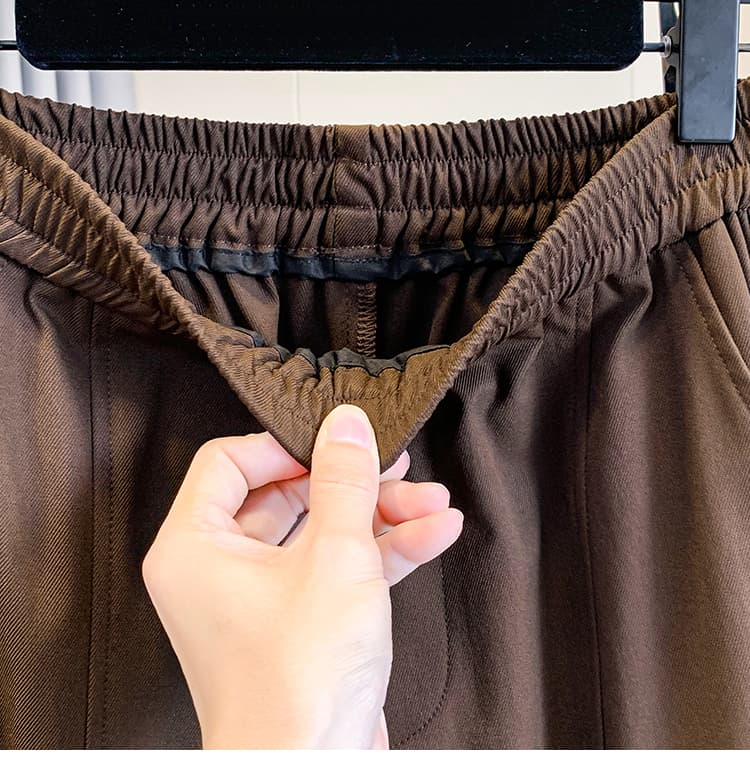 실사 가을 새로운 빅 사이즈 배 모양 몸 루즈핏 표지 십자가 모통이 칼 바지 지방 mm 스트레이트 폭발 넓은 다리 여성 긴 바지 상세 이미지 19
