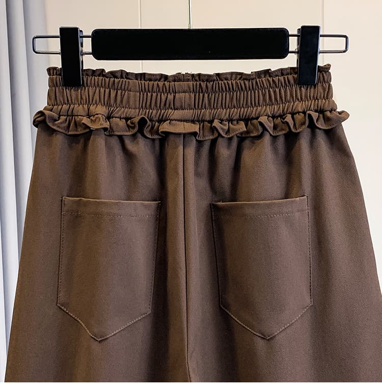 실사 가을 새로운 빅 사이즈 루즈핏 캐주얼 넓은 다리 모통이 칼 바지 지방 mm 디스플레이 수신 표지 배 한국 스타일 신축성 여성 긴 바지 상세 이미지 22