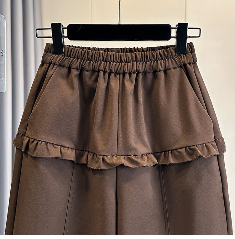 실사 가을 새로운 빅 사이즈 루즈핏 캐주얼 넓은 다리 모통이 칼 바지 지방 mm 디스플레이 수신 표지 배 디자인 센스 신축성 바지 상세 이미지 16