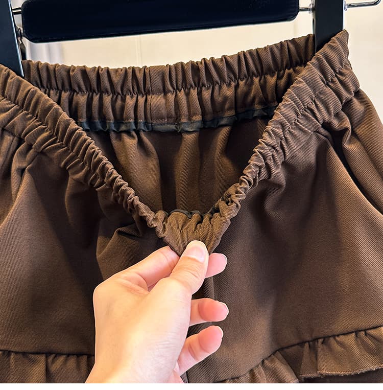 실사 가을 새로운 빅 사이즈 루즈핏 캐주얼 넓은 다리 모통이 칼 바지 지방 mm 디스플레이 수신 표지 배 디자인 센스 신축성 바지 상세 이미지 17