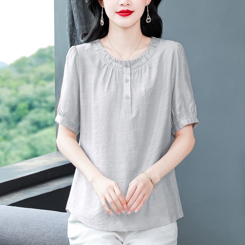 2026 여름 새로운 플리츠 칼라 품격 다용도 패션 미니멀리즘 대기 슬림해 보이는 다용도 캐주얼 셔츠 이미지 3